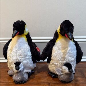 Plush Emperor Penguin with Chick - Black, White, Yellow (2 Available)